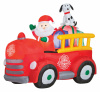 Santa and Friends in Firetruck Christmas Inflatable